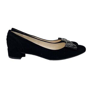 PETER KAISER Office Suede Schwartz Preppy balletcore Low Heel Pump black sz 6.5M